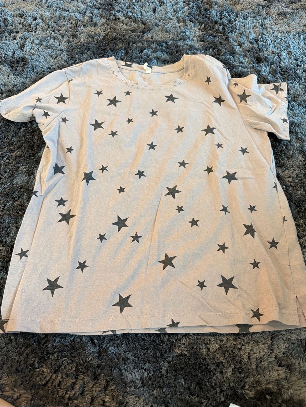 Short Sleeve Star Print Tee - Light Beige